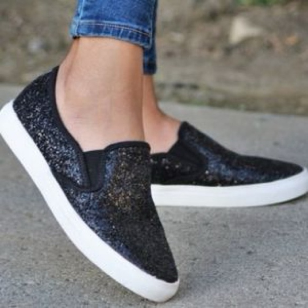 Marc Fisher Navy Glitter Slip On Sneaker Size 8